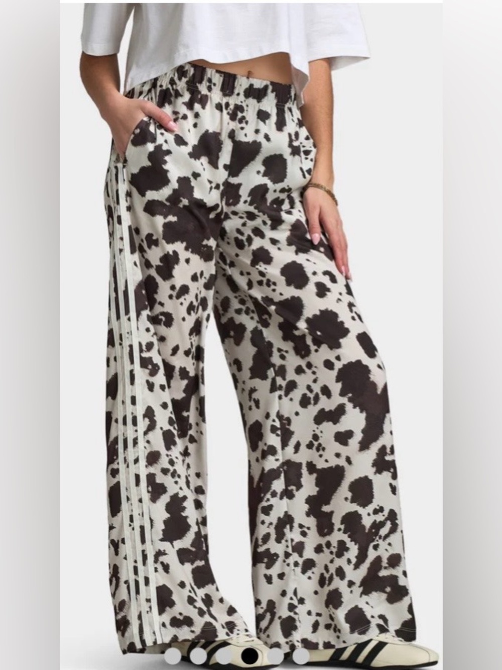 BRAND NEW ADIDAS ORIGINALS PRINTED SATIN WIDE LEG PANTS. $95 RETAIL. SOLD OUT. - Picture 4 of 14